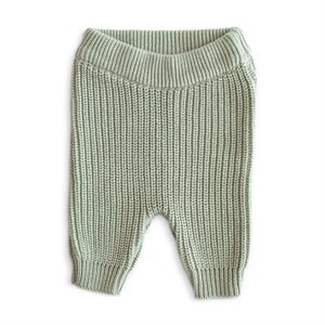 Mushie Chunky Knit Pants - Light Mint - age 0-3 Months